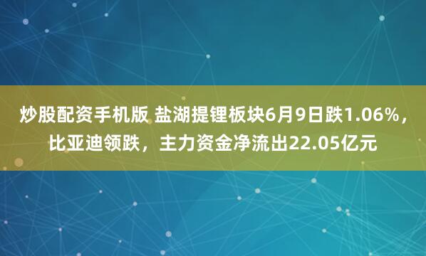 炒股配资手机版 盐湖提锂板块6月9日跌1.06%，比亚迪领跌，主力资金净流出22.05亿元